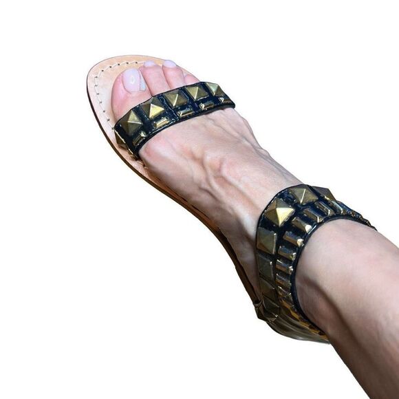 New Mystique black patent studded Sandals - Picture 10 of 12